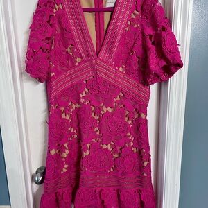 Adelyn Rae Floral Pink Lace Dress